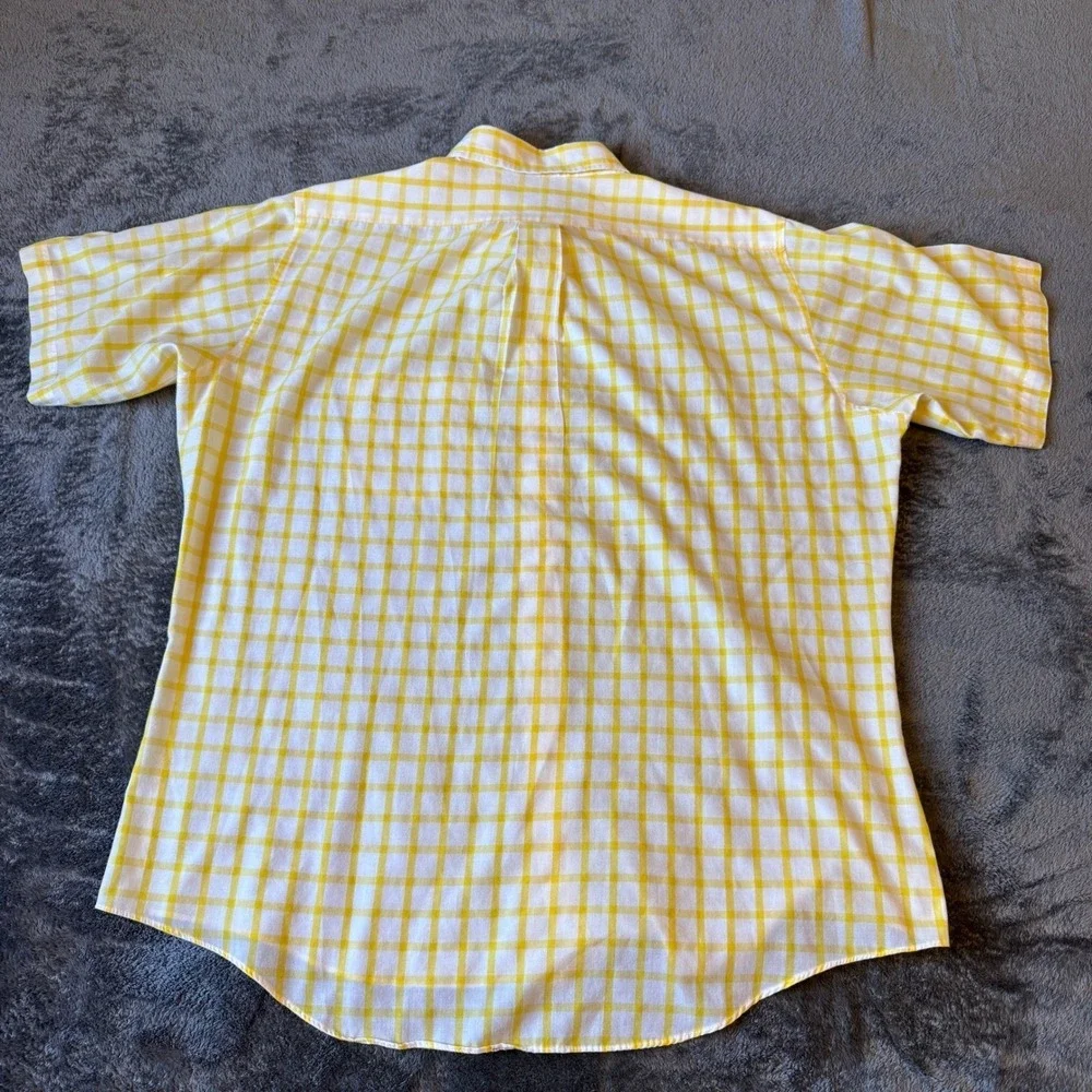 Vintage Lee Mens XL Yellow White Checkered Short Sleeve Button Down Shirt